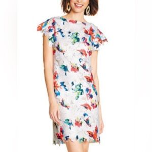 White flower lace dress with color pops- new with tags